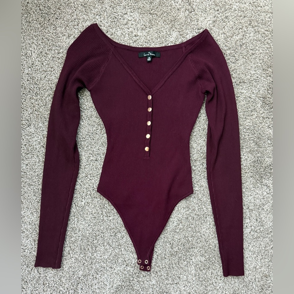 Burgundy Long Sleeve Bodysuit